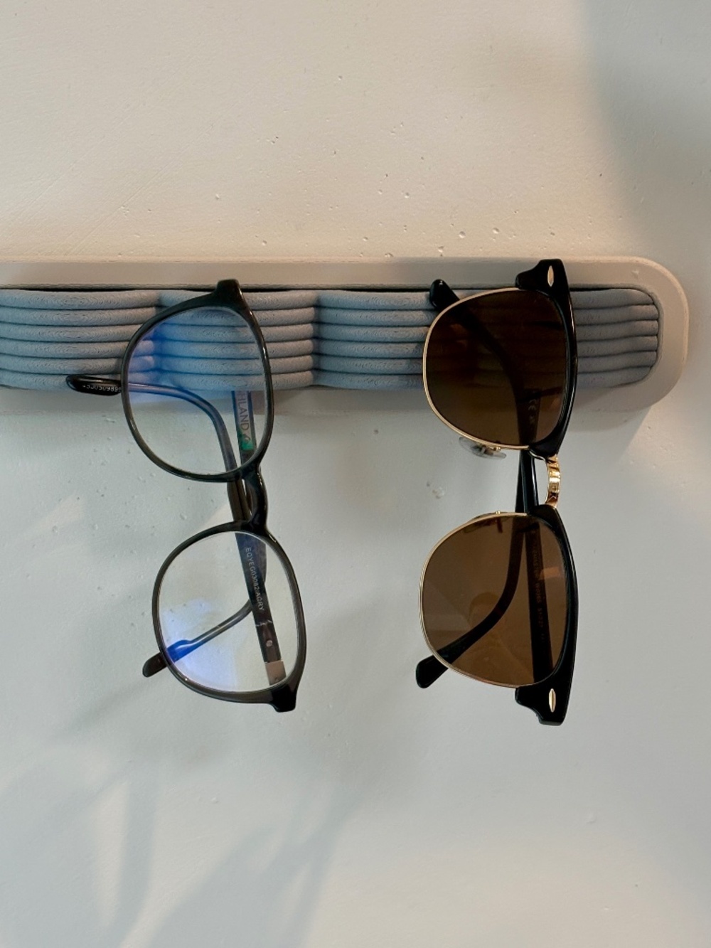 Wall Mounted Eyewear Organizer, Minimalist Ribbed Texture Storage